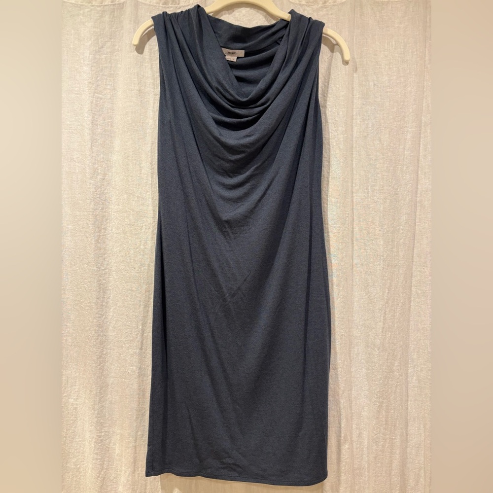 Helmut Lang Navy Draped Midi Dress